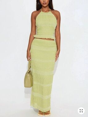 Fashion Nova Green Summer Skirt Set